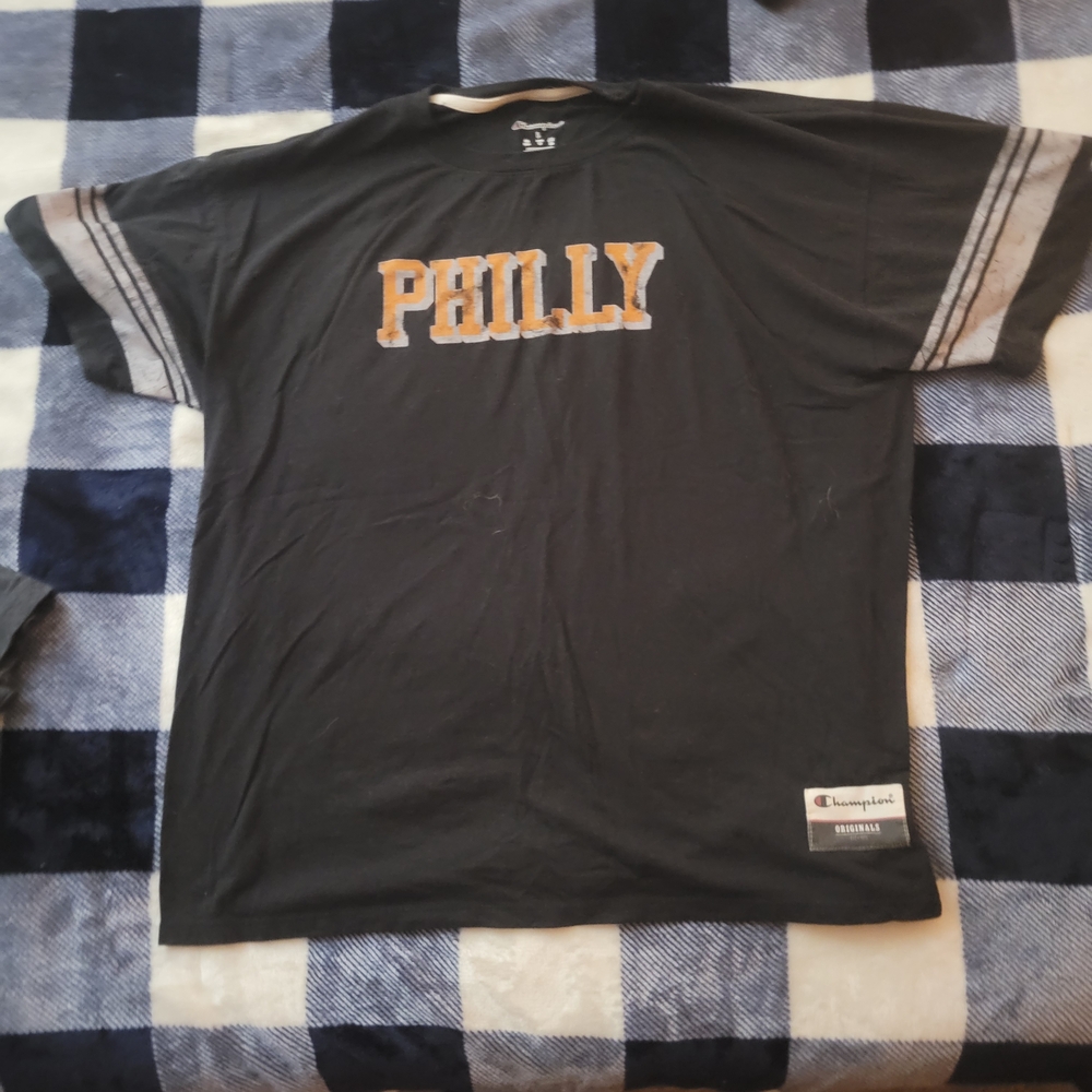 Champion Black Philly Tee with Gray Stripes